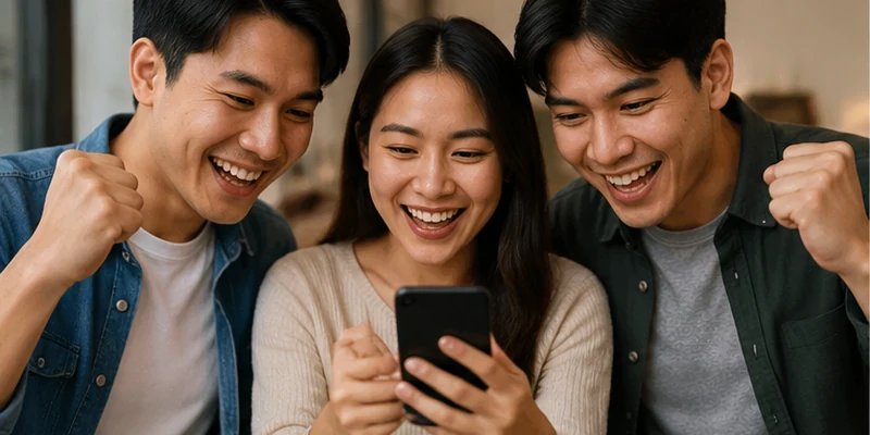 Readers compare published lottery information on a mobile device.